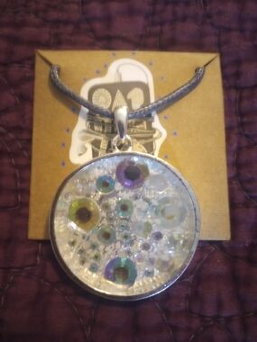 Iridescent Bubble Disc Pendant Necklace - Glow In The Dark